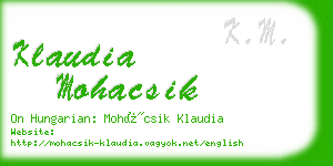 klaudia mohacsik business card